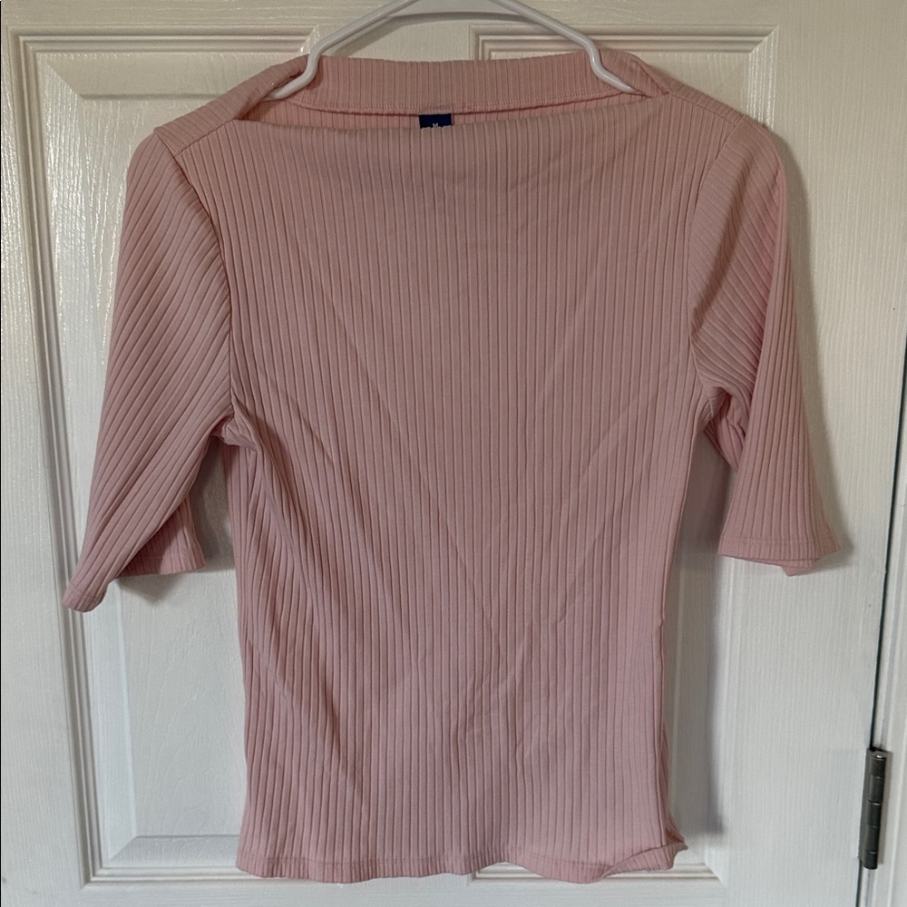 Old Navy Pink Ribbed Short Sleeve Tee